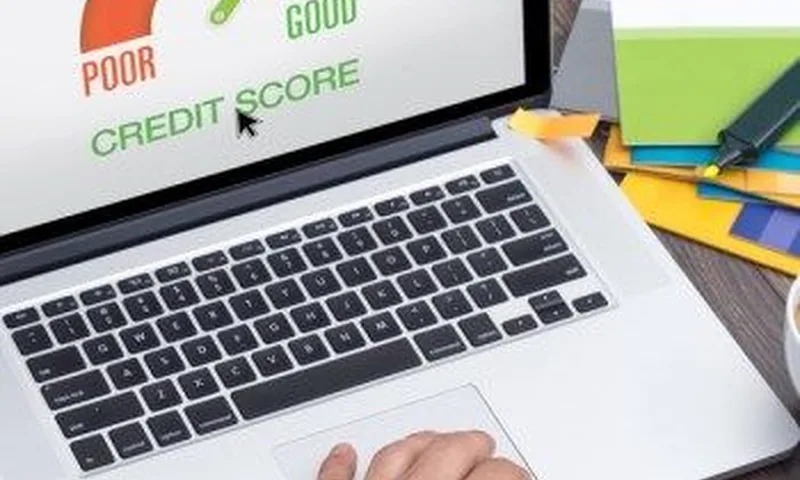 Persona revisando puntaje de crédito en computadora portátil